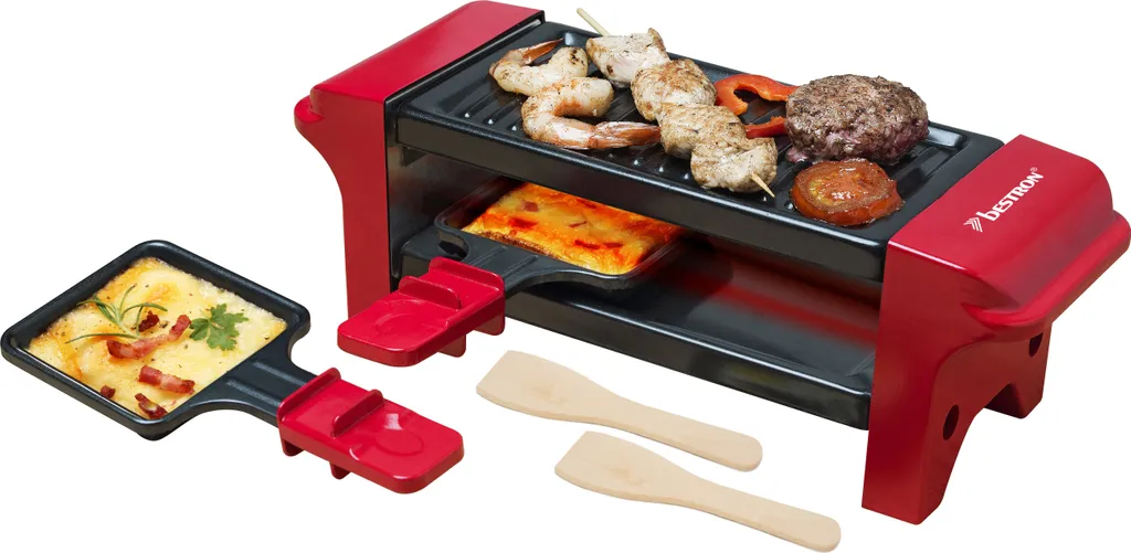 Petite Raclette de Table Bestron, Solution Gain de Place Rouge 350W - 2