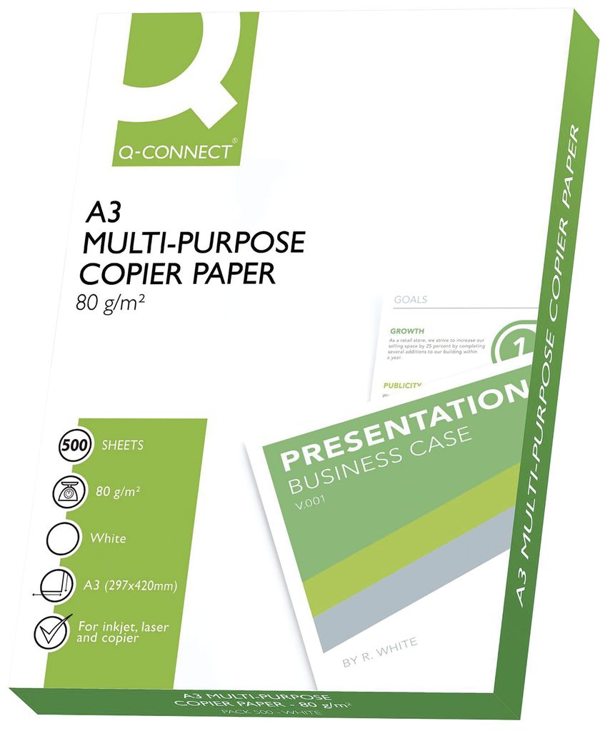 Q-Connect Kopierpapier ECF - A3, 80 g/qm, 500 Blatt