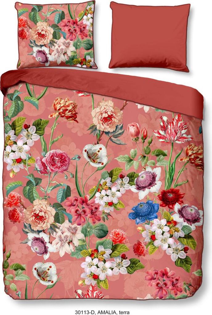 Descanso Bettbezug "bloemen" - Terra - (240x200/220 cm) - Biologisch Baumwolle satijn
