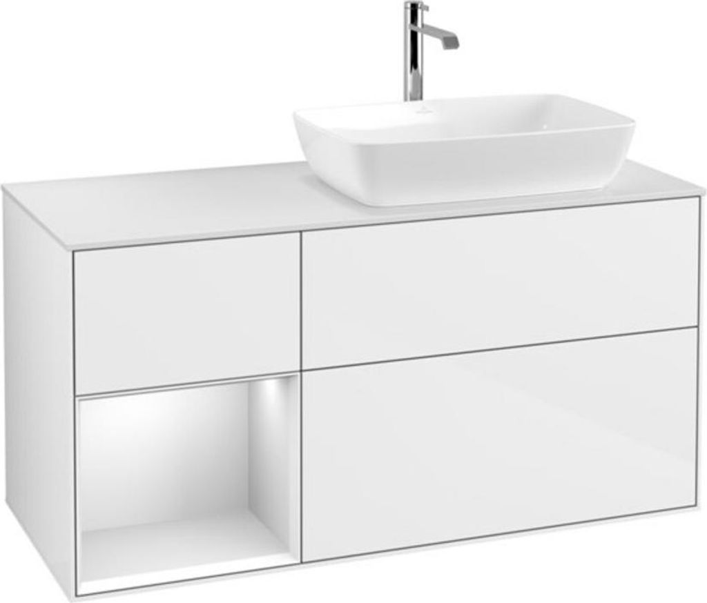 V&B Waschtischunterschrank Finion 120cm, Pl w m, Rg wh. m Lac, glo wh. Lac