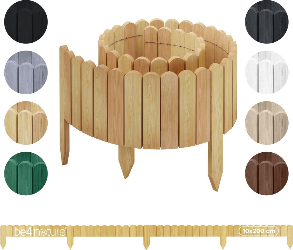 be4nature Bordure de jardin bois flexible 10 x 200 cm brun Image du produit 
