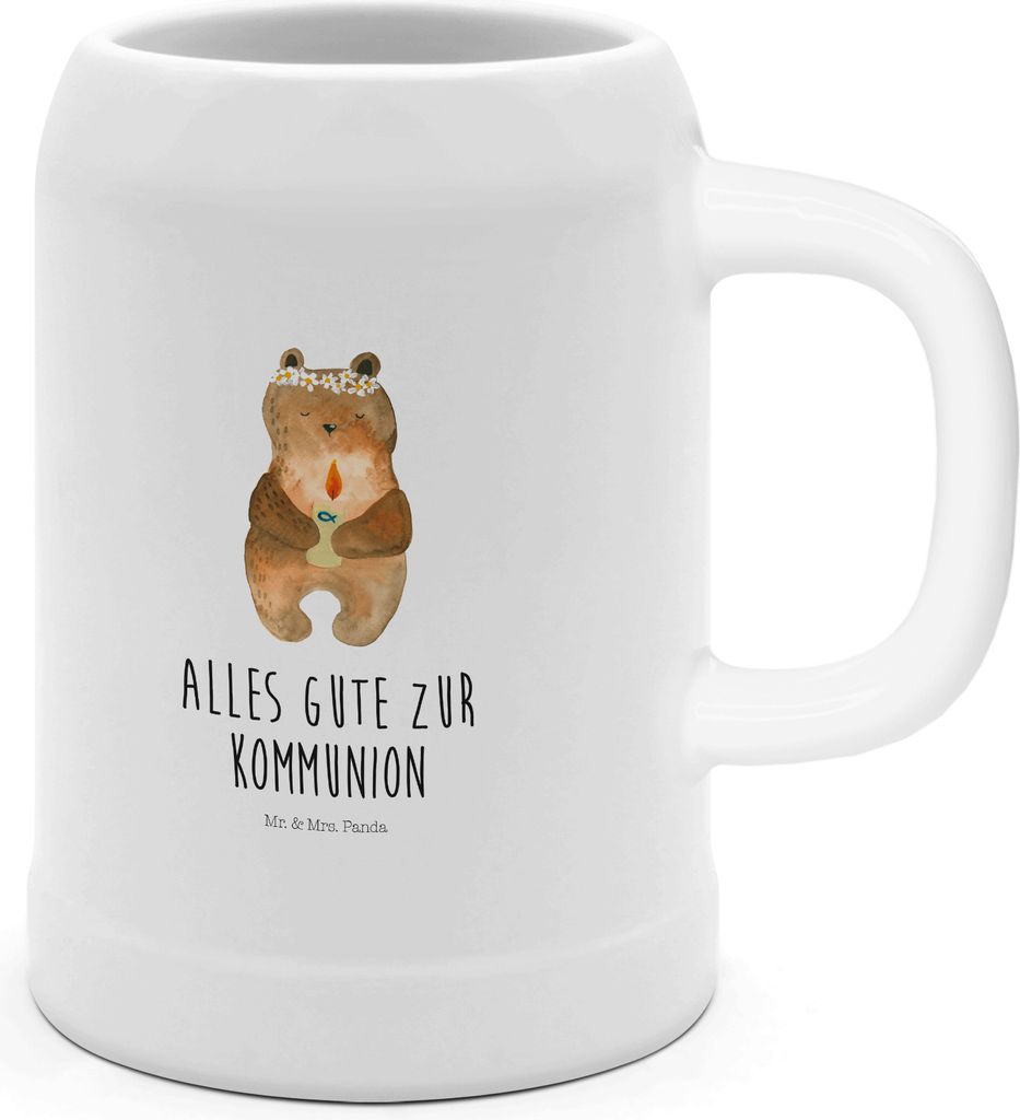 Mr. & Mrs. Panda Krug Bär Kommunion - Weiß - Geschenk, Seidel, Bier, Katholisch, Teddy, Steinkrug, Taufkerze, Gottes Segen, Humpen, Bierbecher