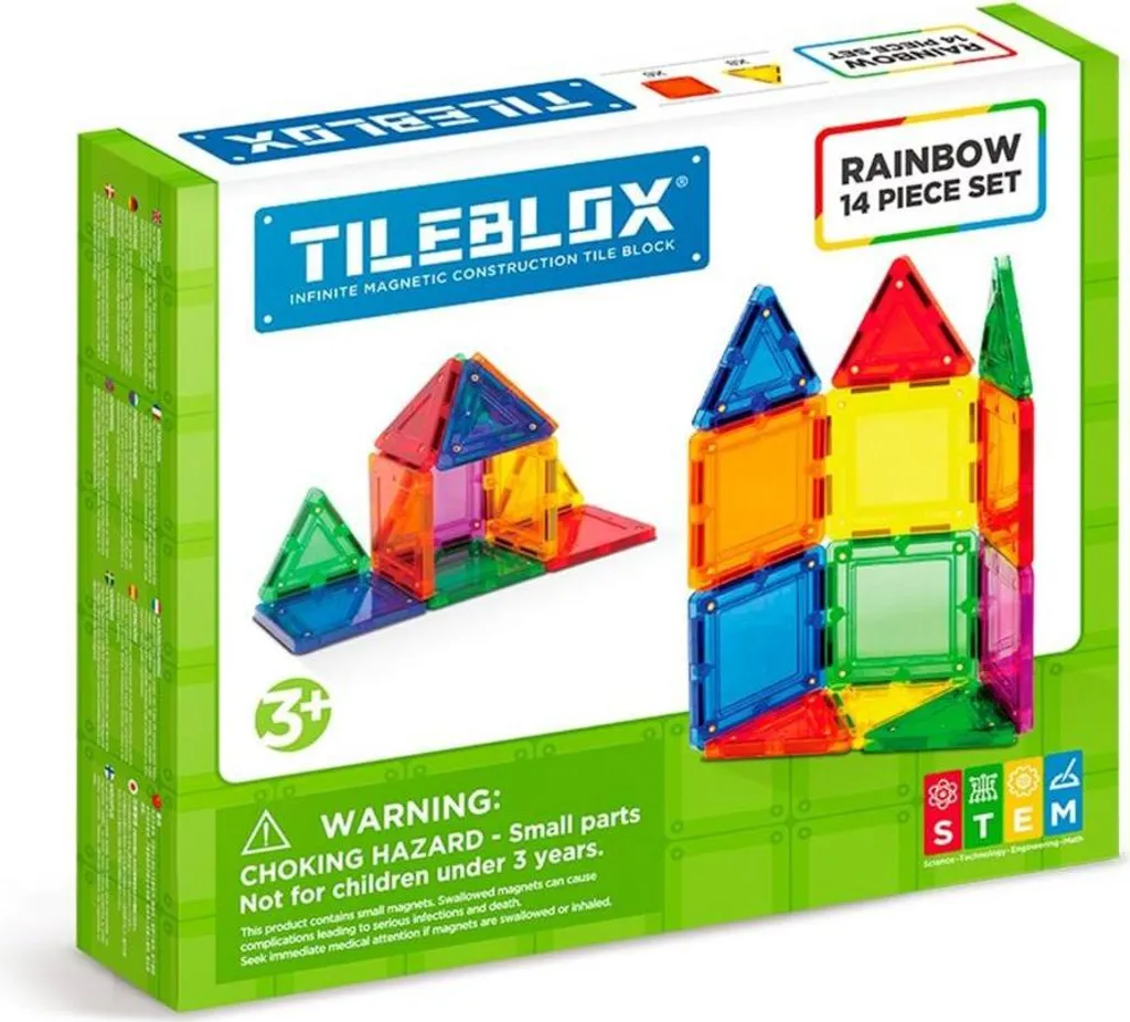Jeu Magnétique Éducatif Tileblox 14 pcs pour l'Éveil des Enfants 3D