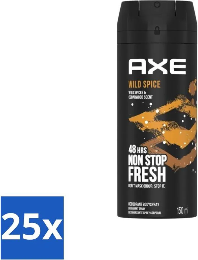 Stock 25x Axe Wild Spice Deodorante Spray 150ml | Prezzo Ingrosso