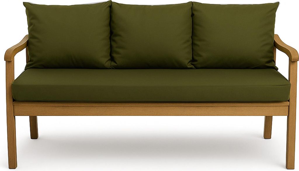 Gartenkissen Set grün – 150x60 + 3x50x56 cm Gartenkissen für ein 2-3-Sitzer-Sofa Weiche Auflagen für Rattan/Polyrattan – Abnehmbare Bezüge