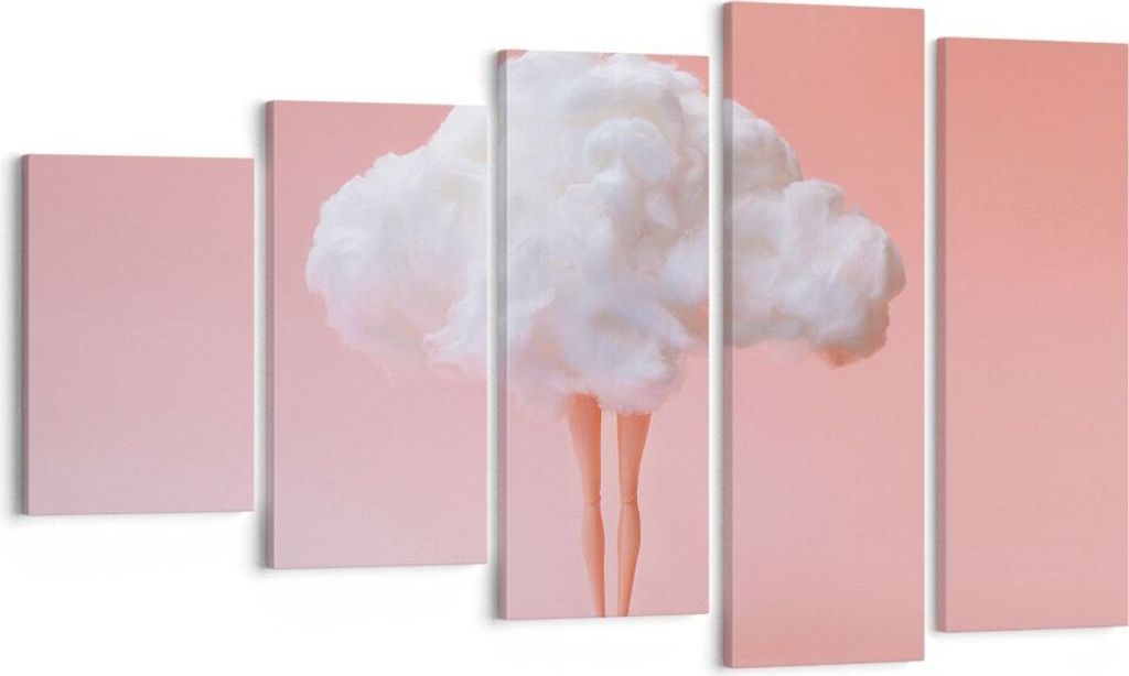 Bild auf Leinwand - Leinwandbild - 5 Teile - Wolke Beine Surrealismus - 100x60cm - Wand Bild - Wanddeko - Wandbilder - Leinwanddruck - Bilder - Wan...
