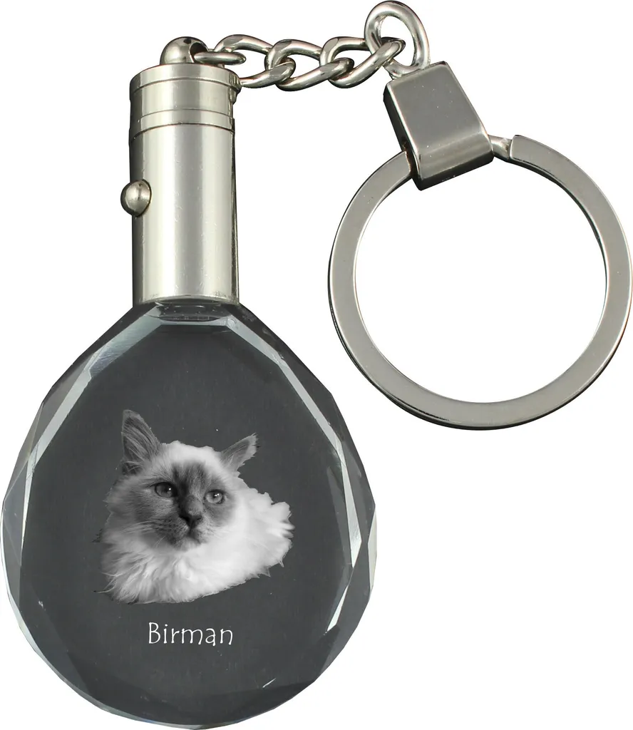 Portachiavi Cristallo Gatto Birmano Art-Dog - Regalo Unico con Box