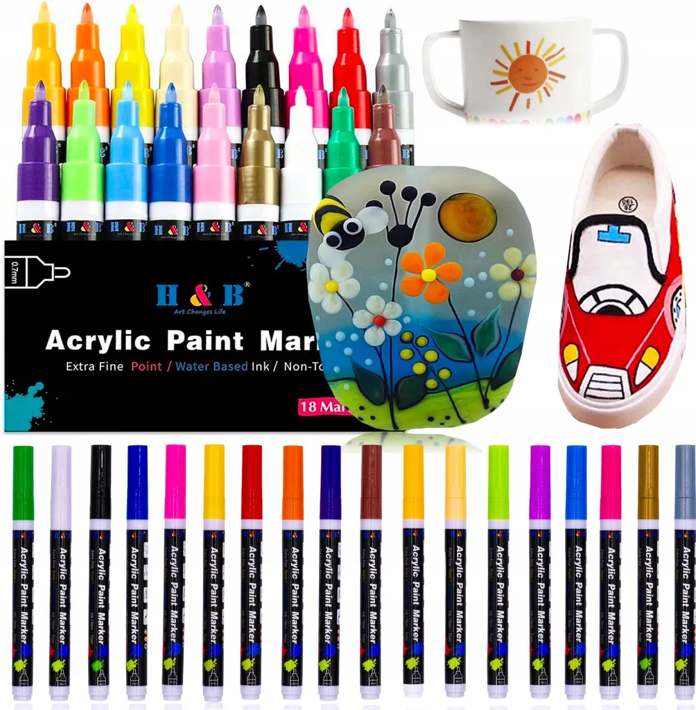 Marcatori Acrilici Psak Flammers Pro 18 Pezzi - Uso Artistico e Hobby