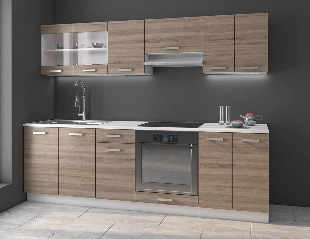Kuchyně 240/240 cm LIAN 1 - dub lanýž / bílá + dřez a Obrázek produktu 