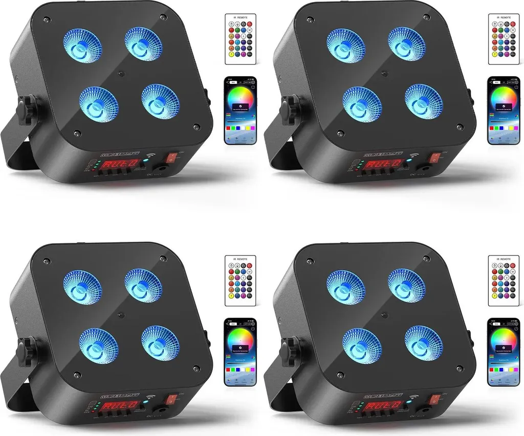 Éclairage de scène sans fil LED PAR 4x18W : fini les câbles encombrants
