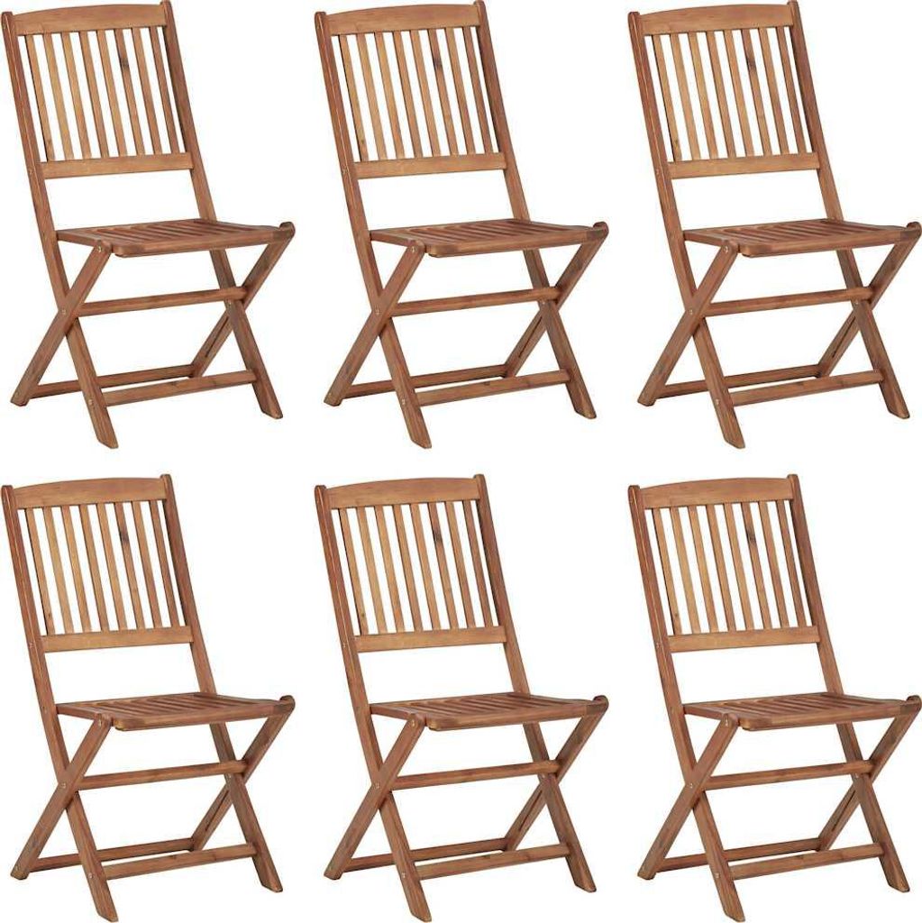vidaXL Klappbare Gartenstühle 6 Stk. mit Kissen Massivholz Akazie