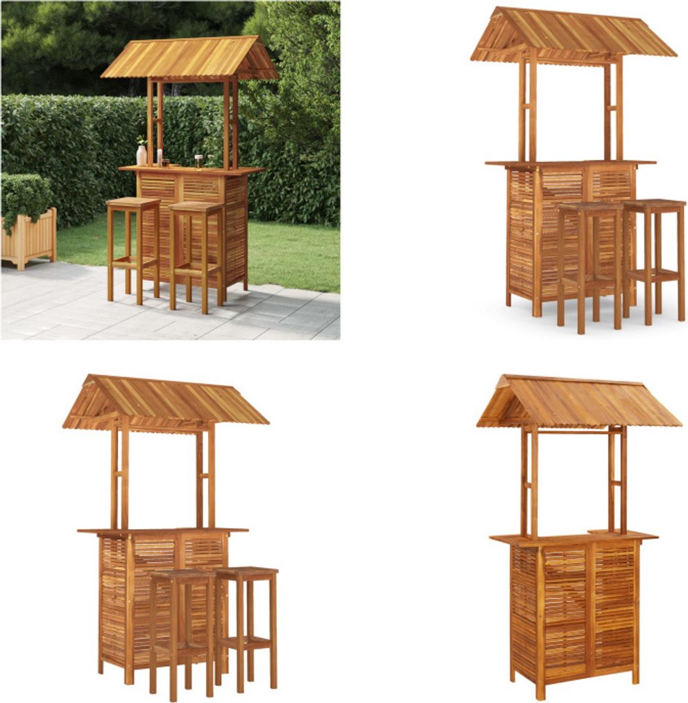 vidaXL 3 tlg. Gartenbar Set Massivholz Akazie - Gartenbar-Set - Gartenbar-Sets - Gartentisch Und Stuhl - Outdoor-Essgruppe