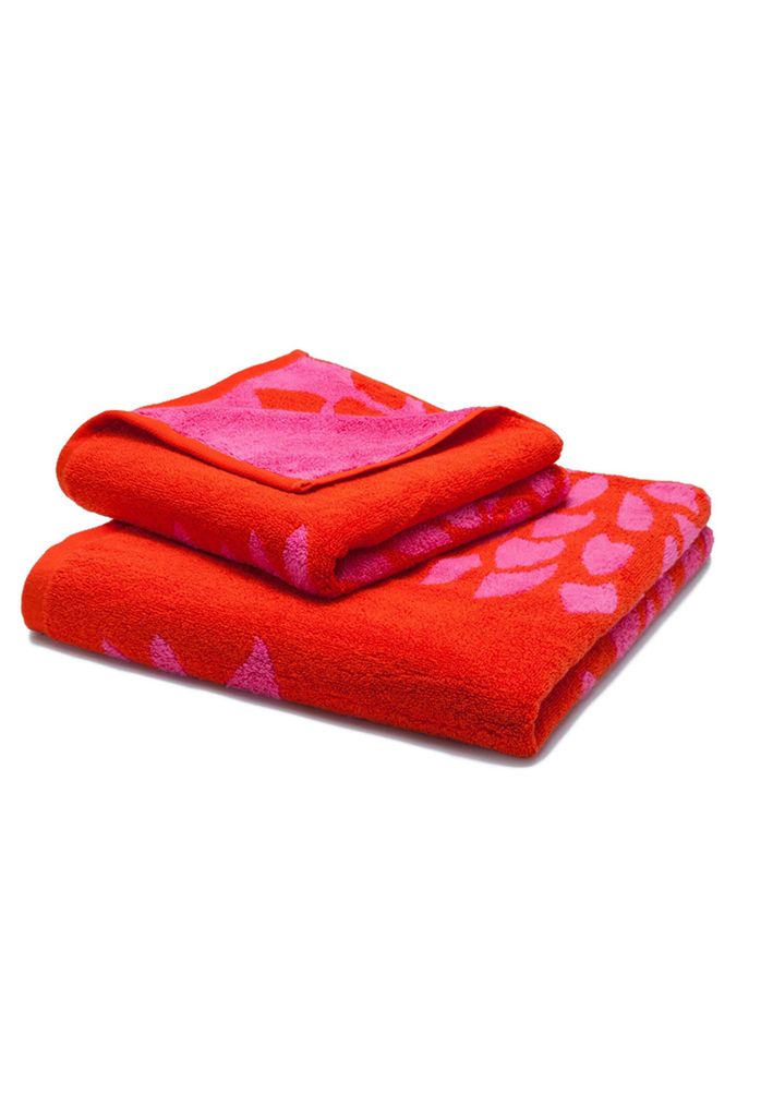 grace grand spa Handtuch mit Dahlienblüten-Muster Rot/pink Produktbild 