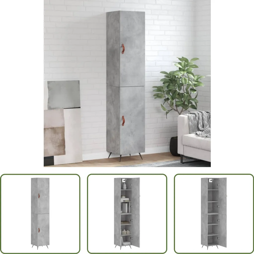 Credenza Urban Chic Cemento Grigio | Mobile Alto 180cm Legno Multistrato