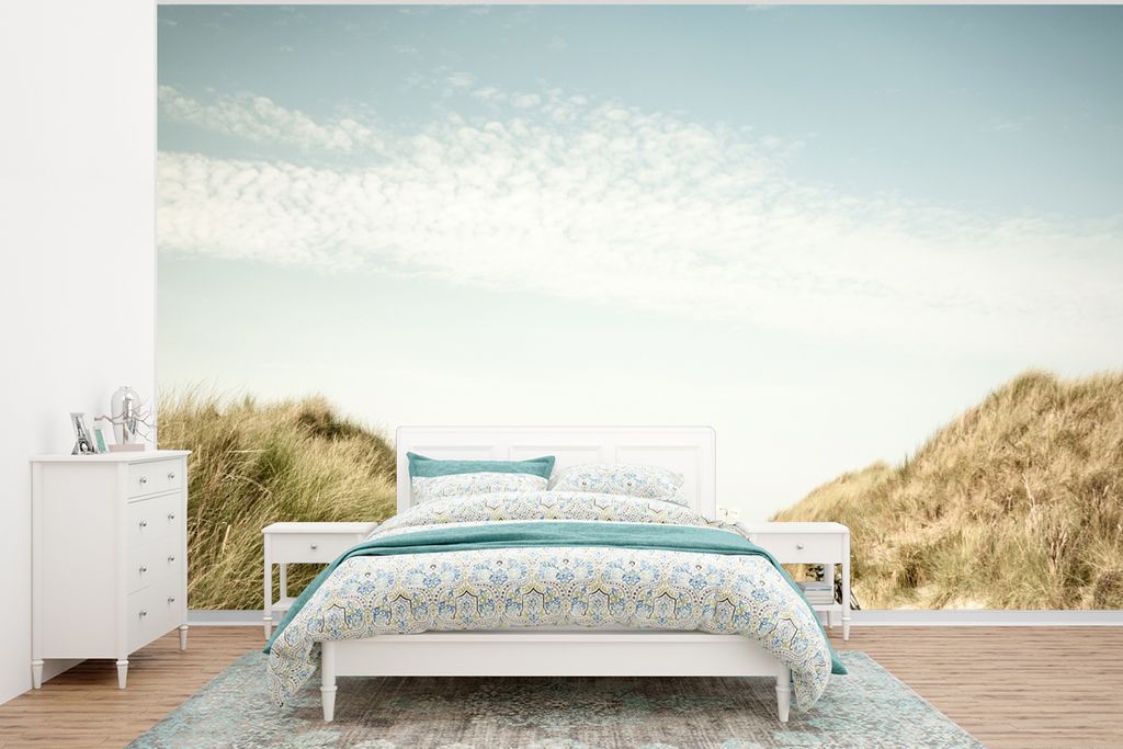 MuchoWow Fototapete für Wohnzimmer oder Schlafzimmer Wandtapete Vinyl Motivtapete Strand - Düne - Himmel - 295x220 cm - Wand Tapete
