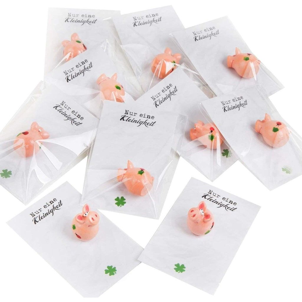 10 Mini-Geschenke mit Glücksschwein und Karte Nur eine Kleinigkeit
