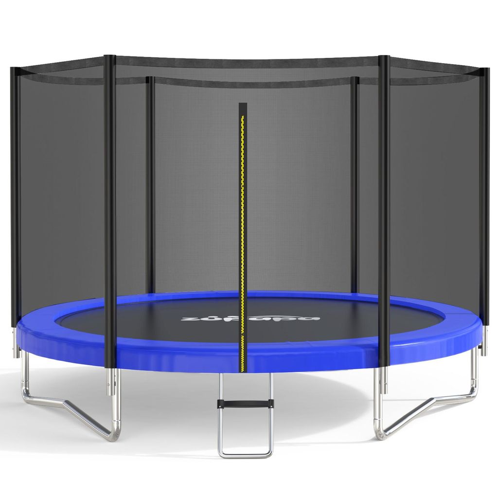 Zupapa Trampolin Outdoor, Trampoline 183/244/307/366cm, Kindertrampolin mit Sicherheitsnetz und Rutschfester,Leiter für Kinder und Erwachsene