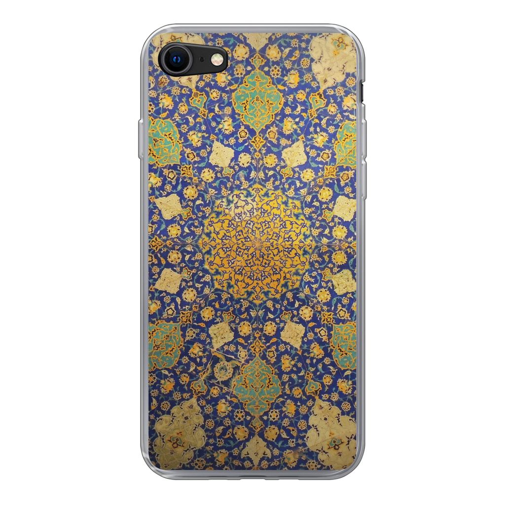 MuchoWow Handyhülle Schutzhülle Hülle für iPhone 7 Kreis - Decke - Blau Silikon Softcase Handy Hülle - Kartenhalter