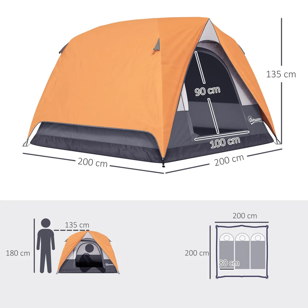 Tente de camping 3-4 personnes en polyester résistant - Modèle MULTI - 2