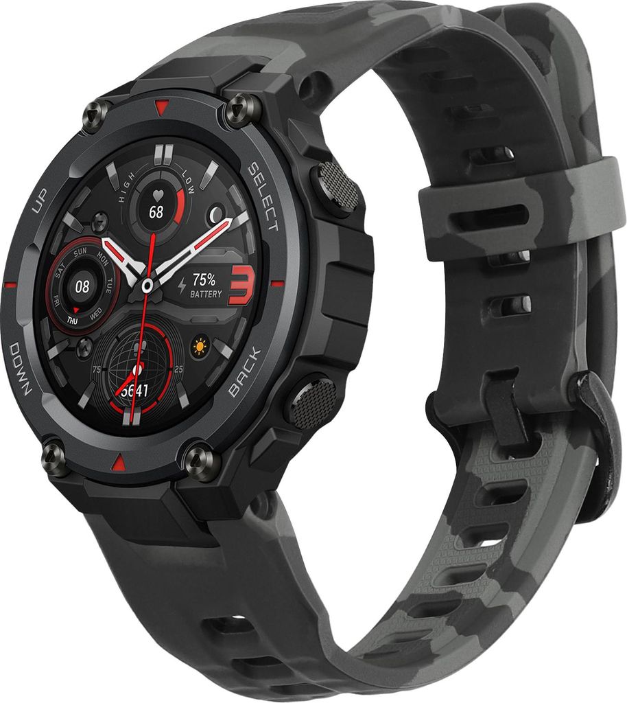kwmobile Armband kompatibel mit Huami Amazfit T-Rex / T-Rex Pro Armband - Fitnesstracker Sportarmband Band aus TPU und Silikon - Camouflage Dunkelgrau