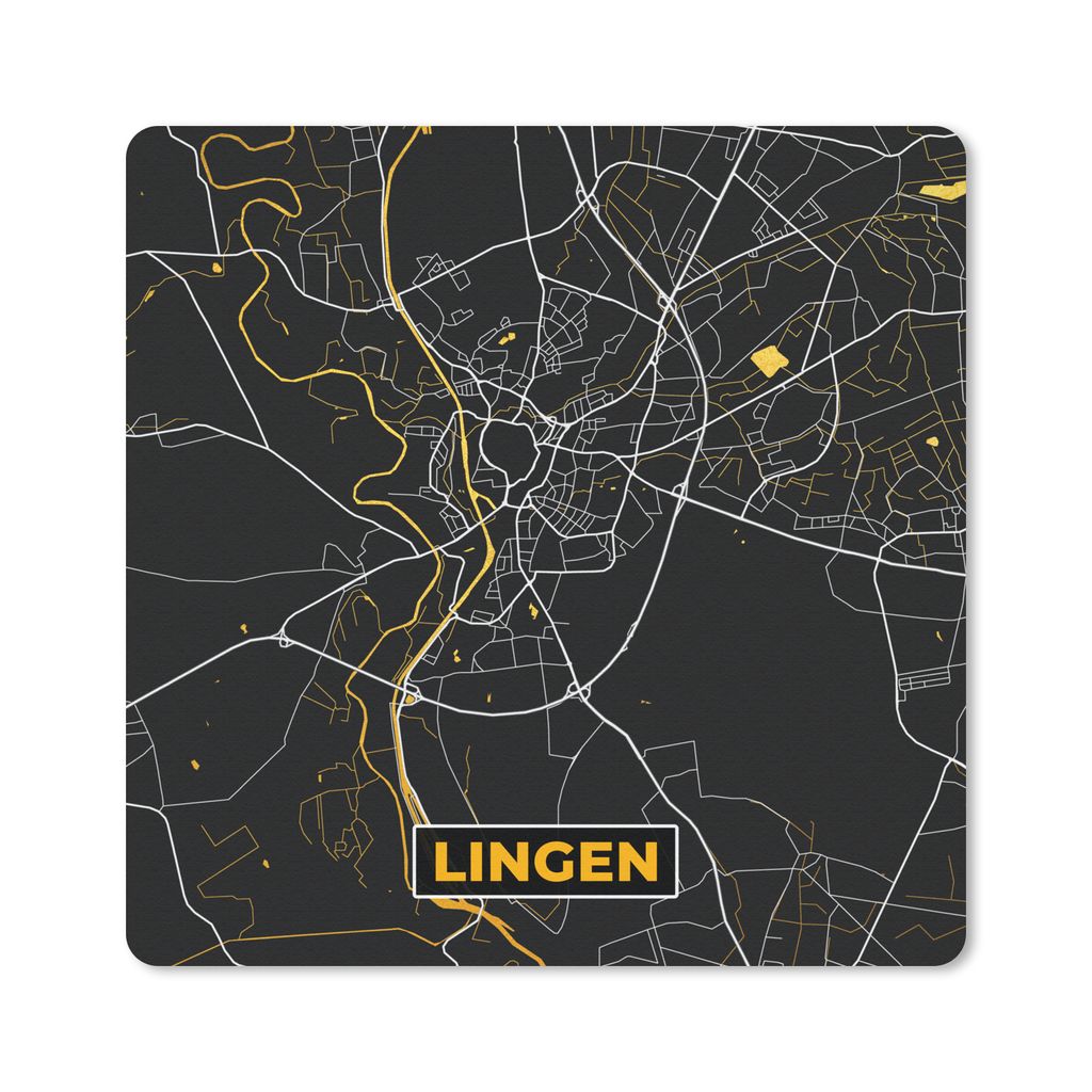 MuchoWow Mauspad Mousepad Stadtplan - Deutschland - Gold - Lingen - Karte 30x30 cm - Mousepads - Maus Mat - Pad - Mausunterlage - Gaming