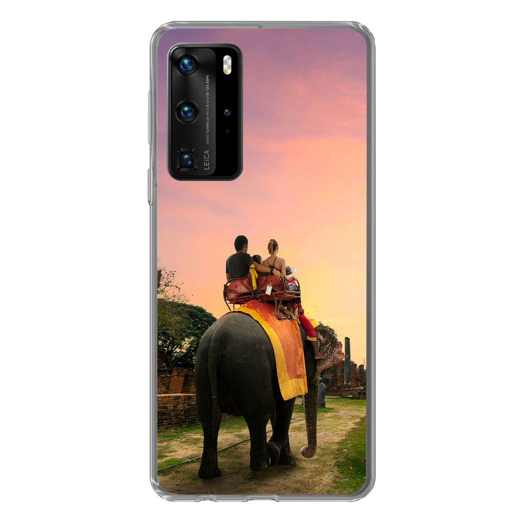 MuchoWow Handyhülle Schutzhülle Hülle für Huawei P40 Pro Elefant - Tiere - Dorf - Natur Silikon Softcase Handy Hülle - Schutz