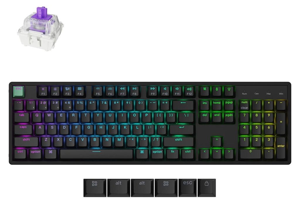 Keychron K10 HE, Kabelový a bezdrátový, USB + RF Wireless + Obrázek produktu 