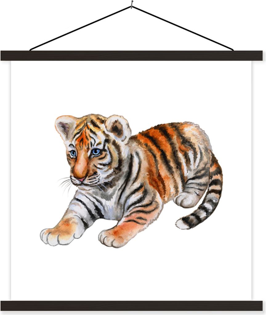 MuchoWow Textilposter Tiger - Baby - Orange 40x40 cm mit schwarzem Rahmen - Fotos