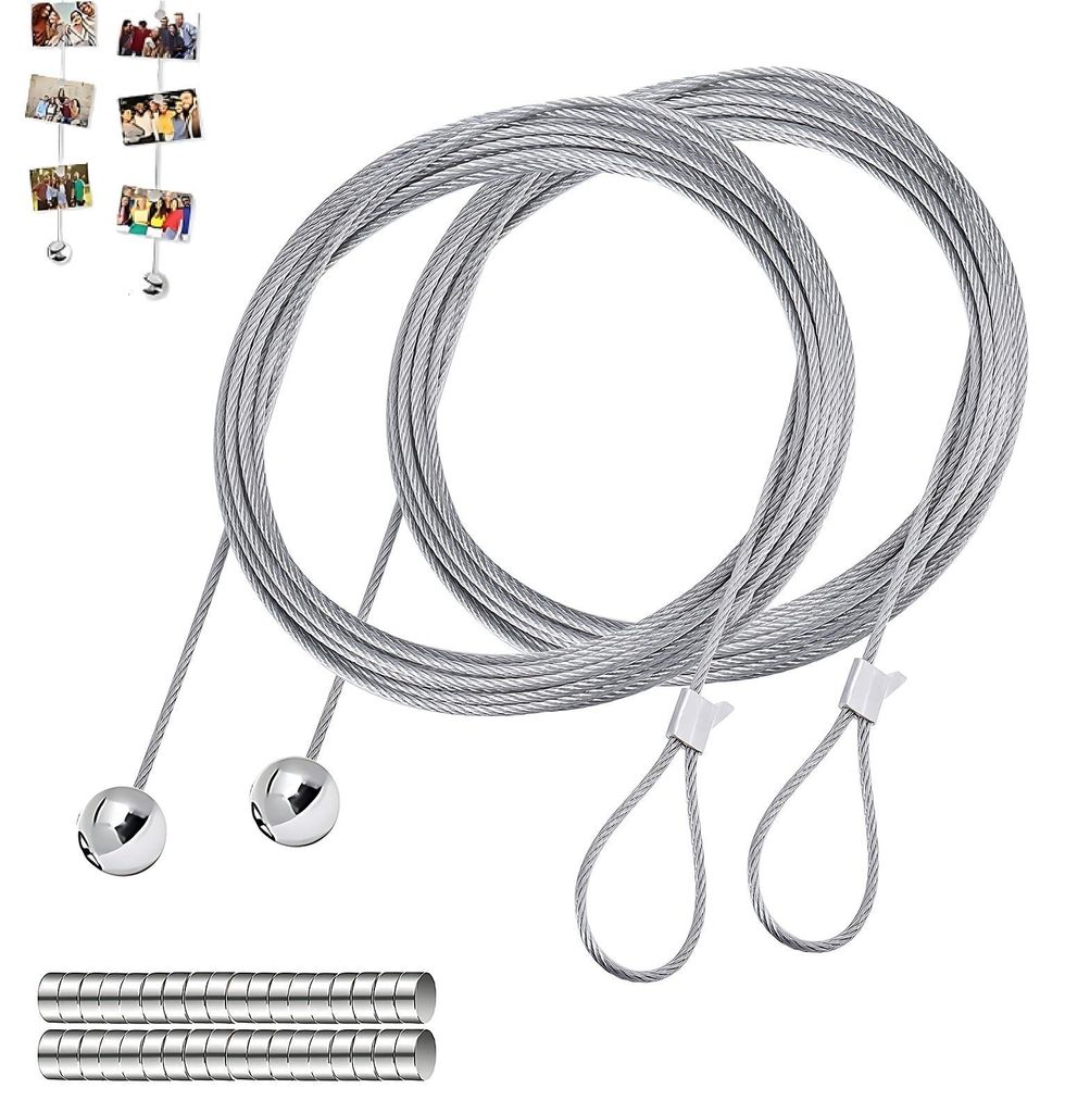 2 Stück Fotoschnur, 280 cm x 1,5 mm Fotodraht mit 40 Magneten, strapazierfähige Fotoschnur zum Aufhängen von Fotos, wiederverwendbarer Fotodraht...