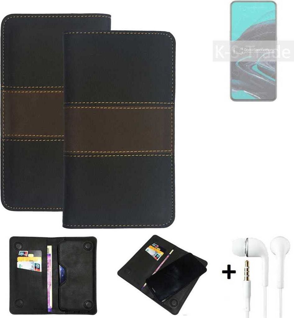 K-S-Trade Handyhülle + Kopfhörer kompatibel mit Oppo Reno2 Schutzhülle Walletcase Bookstyle Tasche Schutz Case Hülle Wallet Cover Kunstleder