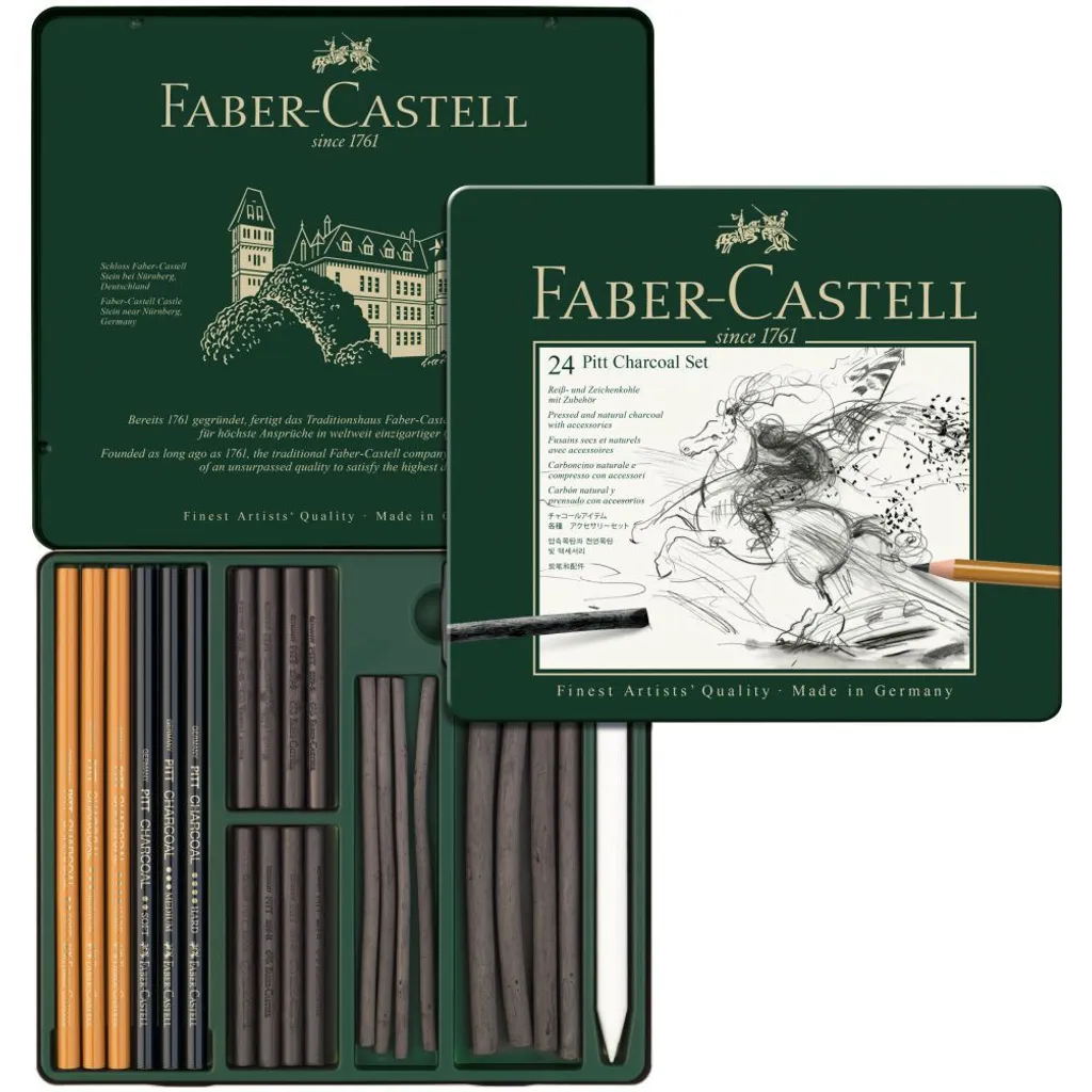 Assortiment Fusain Pitt Monochrome Faber-Castell Boîte de 24 Outils