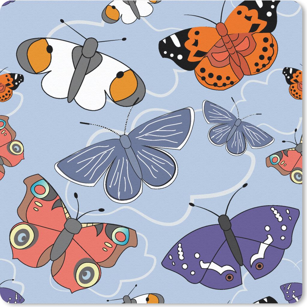 MuchoWow Mauspad Mousepad Mädchen - Schmetterling - Orange - Muster - Mädchen - Kinder - Mädchen 20x20 cm - Mousepads - Maus Mat - Pad - Mausu...