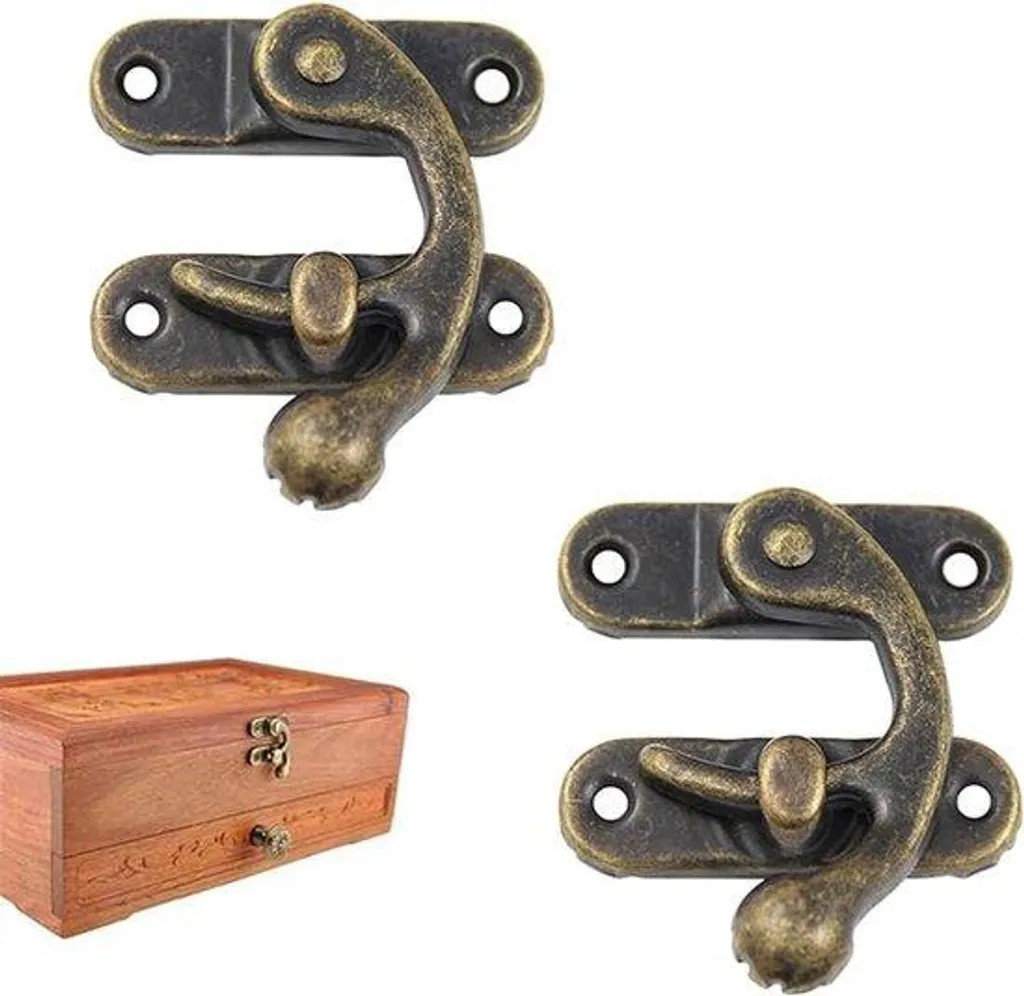 Crochet Vintage en Bronze Robuste pour Coffret en Bois - Lot de 20 Pièces
