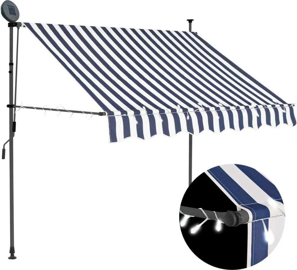 Maison Exclusive - Tenda da sole retrattile azionabile manualmente con LED 150 cm blu e bianco