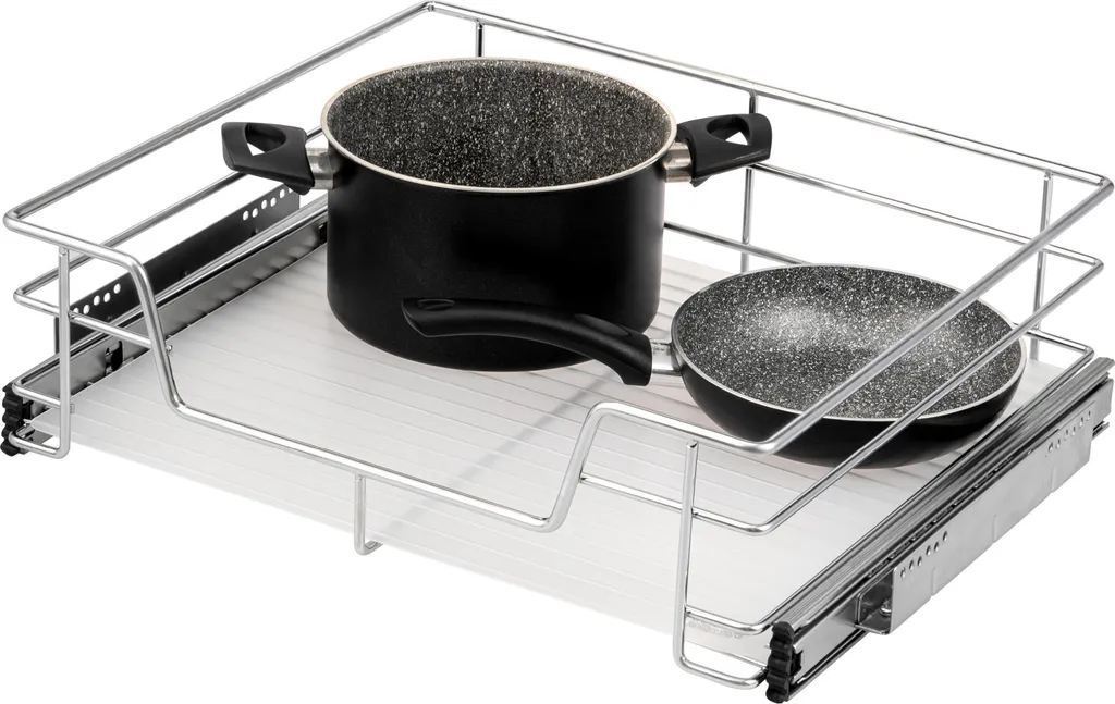 Cassetto Telescopico Bremermann 60 cm con Ripiano - Acciaio Cromato