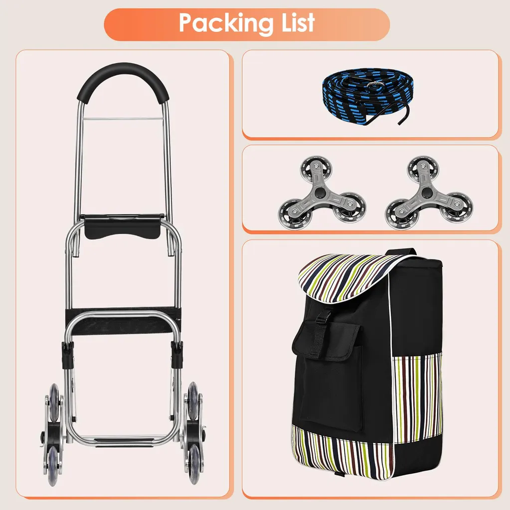 Chariot de courses utilitaire pliable pour escalier - Finition Chocolat - 3