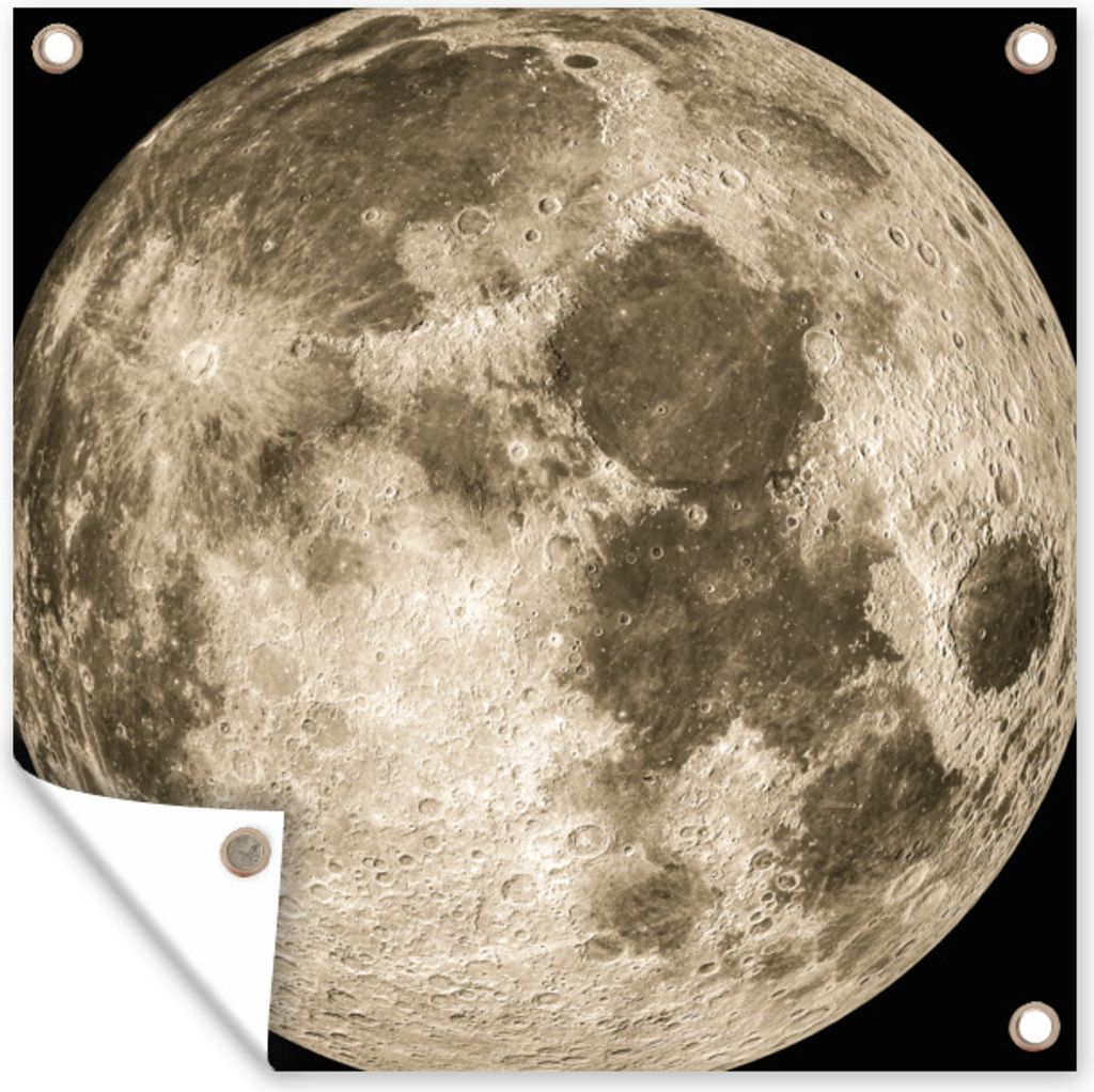 MuchoWow 100x100 cm Outdoor-Poster Gartendeko Sichtschutz Garten Poster für den Garten Weltraum - Mond - Jahrgang