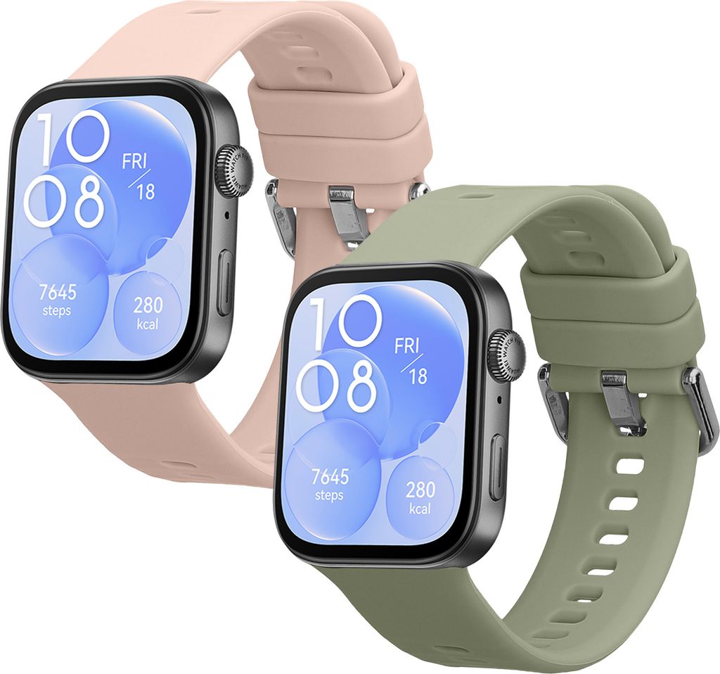 kwmobile 2x Sportarmband kompatibel mit Huawei Watch Fit 3 / Fit 4 Armband - Fitnesstracker Band Set aus TPU Silikon