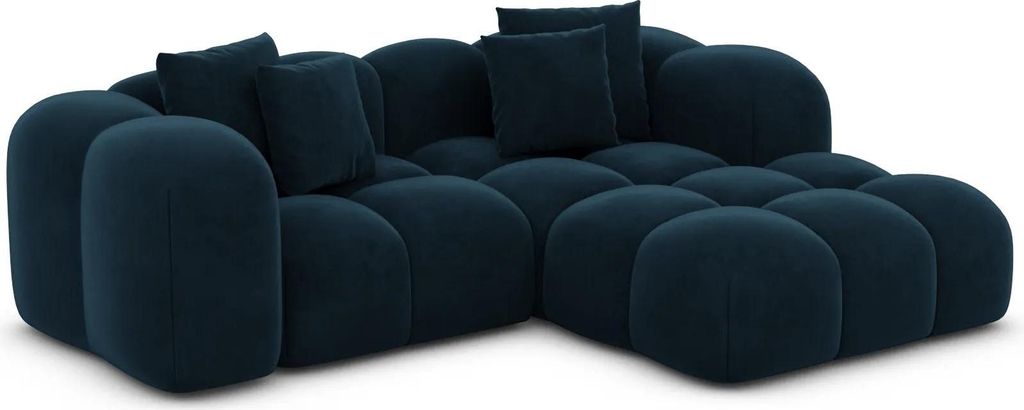 Samtstoff L-Form Studio Sofa Valora Mitternachtsblau Rechts