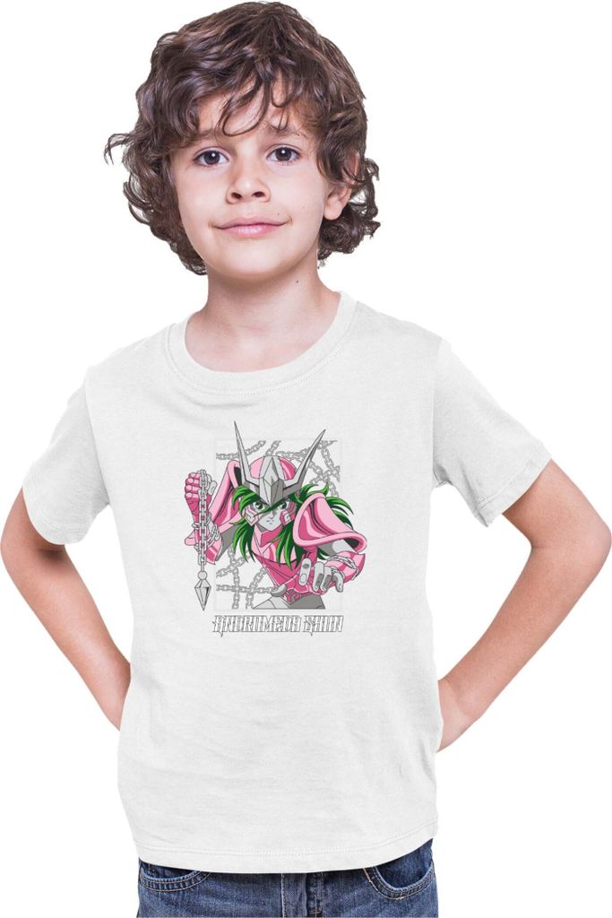 Kinder T-Shirt Japan Anime Manga Saint Anime Seiya Andromeda Shun 01, 9-11 Jahr - 140 / Weiß