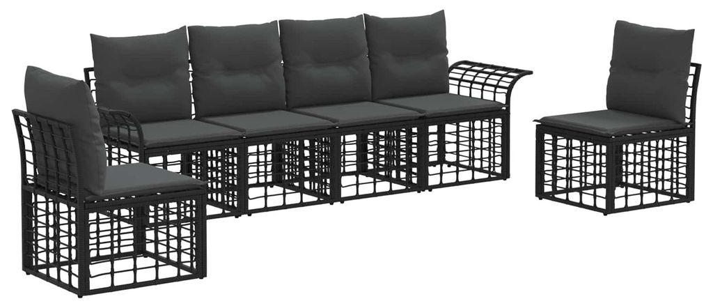 Outdoor-Sofagarnitur 6 pcs Schwarz und Dunkelgrau Polyester