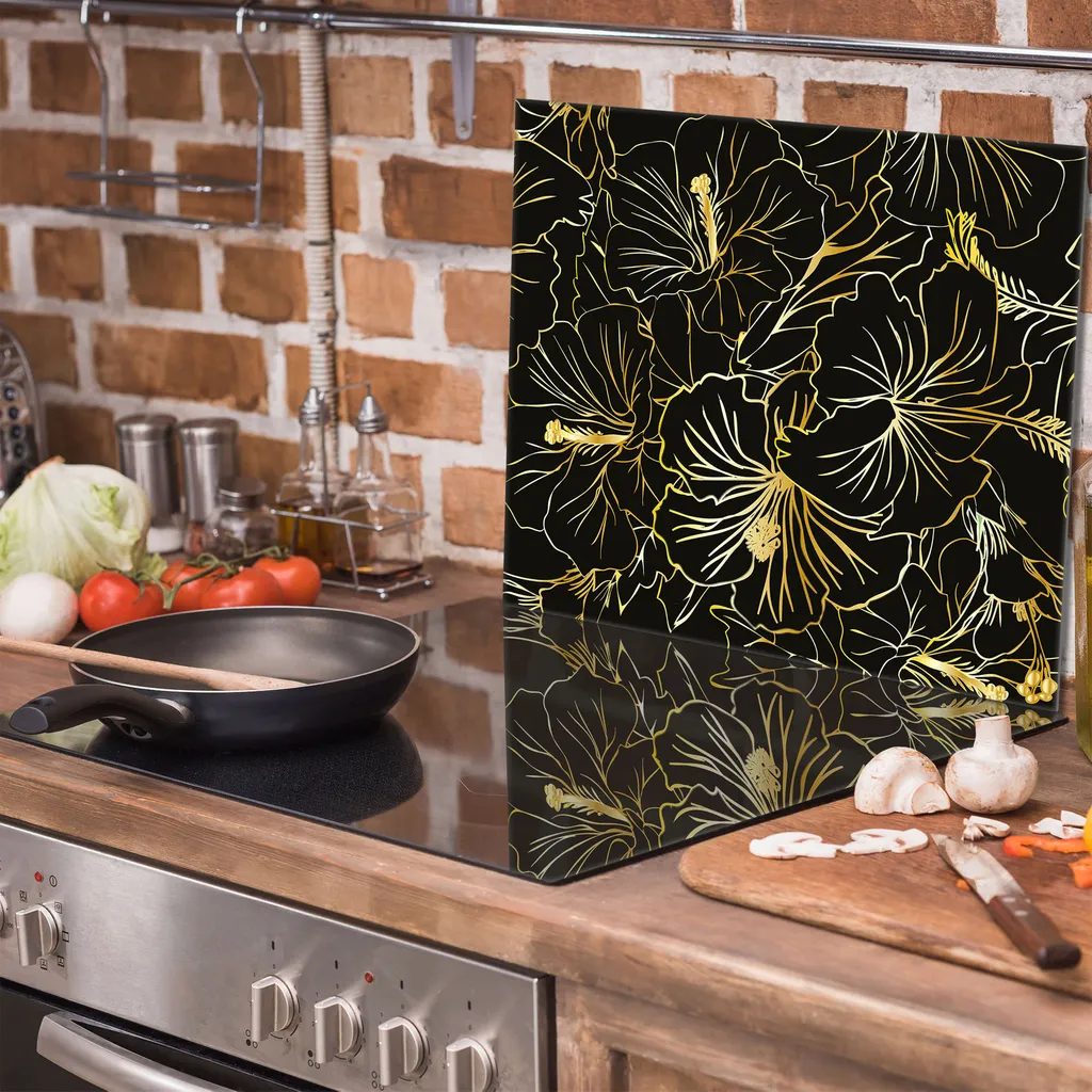 Copri Piano Cottura Vetro 60x52 Nero - Alzatina e Tagliere Design - 3