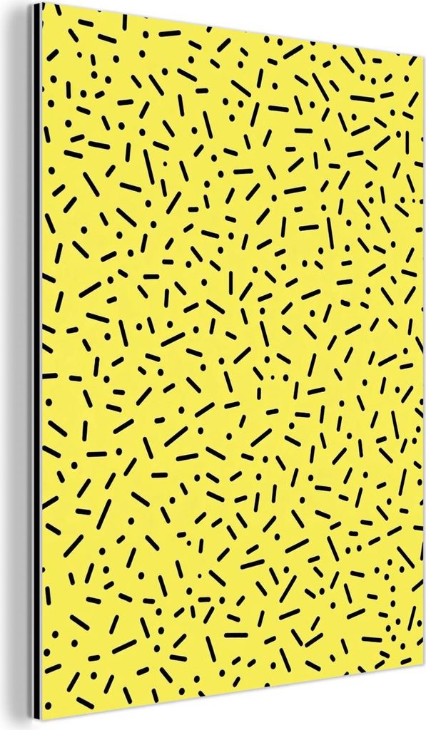 MuchoWow Wanddekoration Metall Metallbild Wandkunst 90x120 cm Spiele - Punkte - Streifen - Gelb MuchoWow Aluminium Gemälde - Industrial