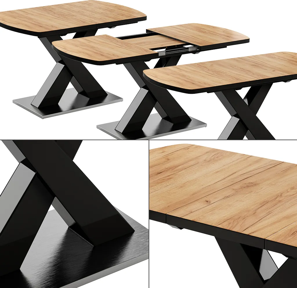 Table à manger modulable Vicco Chinto 120x80cm pour repas et invités