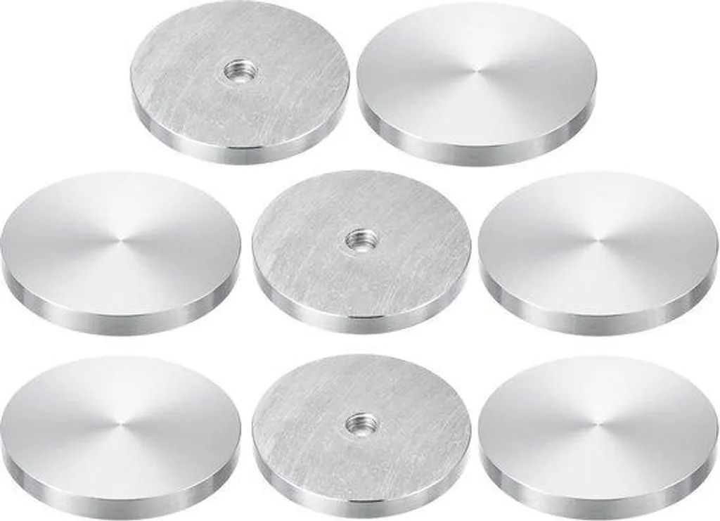 Lot de 8 disques aluminium 60mm robustes pour fixation de table verre