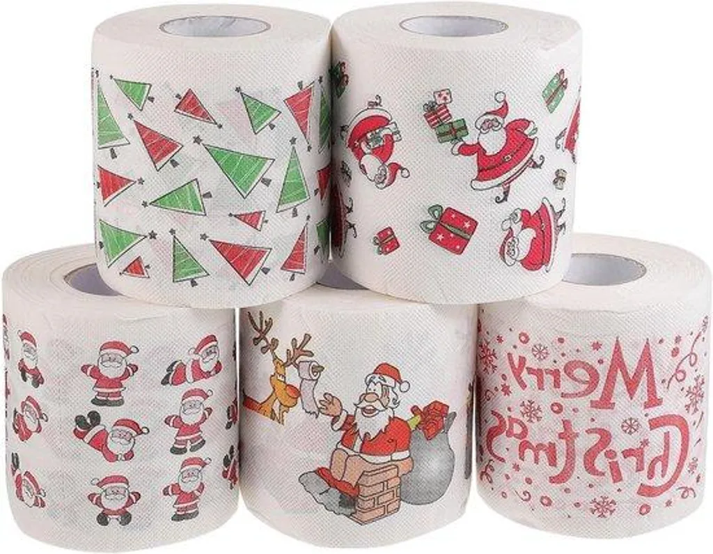 Papier toilette de Noël 5 rouleaux motif Père Noël pour déco de fête