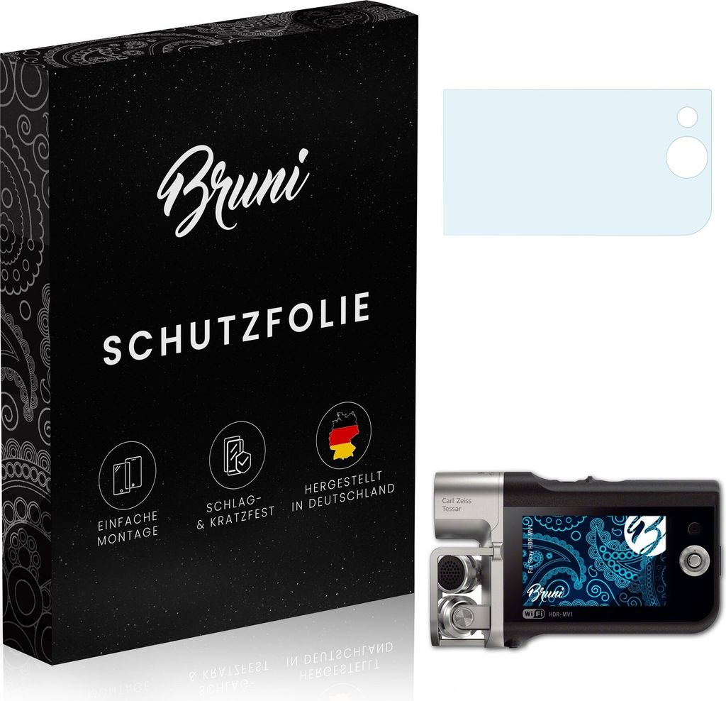 Bruni Basics-Clear 2x Schutzfolie kompatibel mit Sony HDR-MV1 Folie
