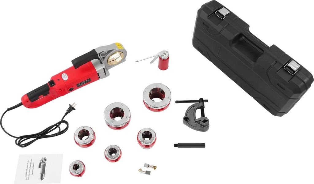 Rohrgewindeschneider - Elektrische Rohrgewindemaschine - 2300 W - 6 Schneideisen - Vollkupfermotor - Rohrdurchmesser 20,9–59,6 mm - - Rot