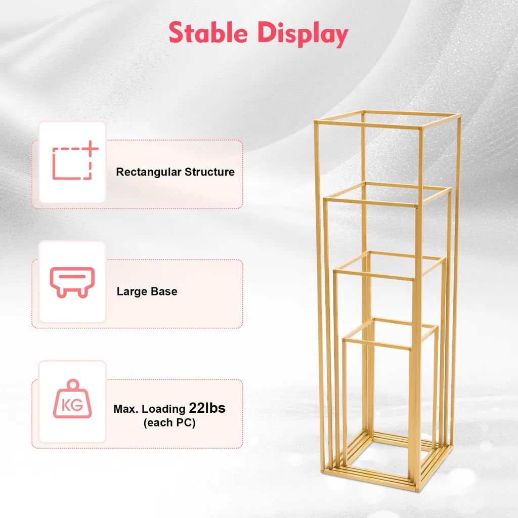 Support à fleurs en métal doré résistant au design polyvalent format L