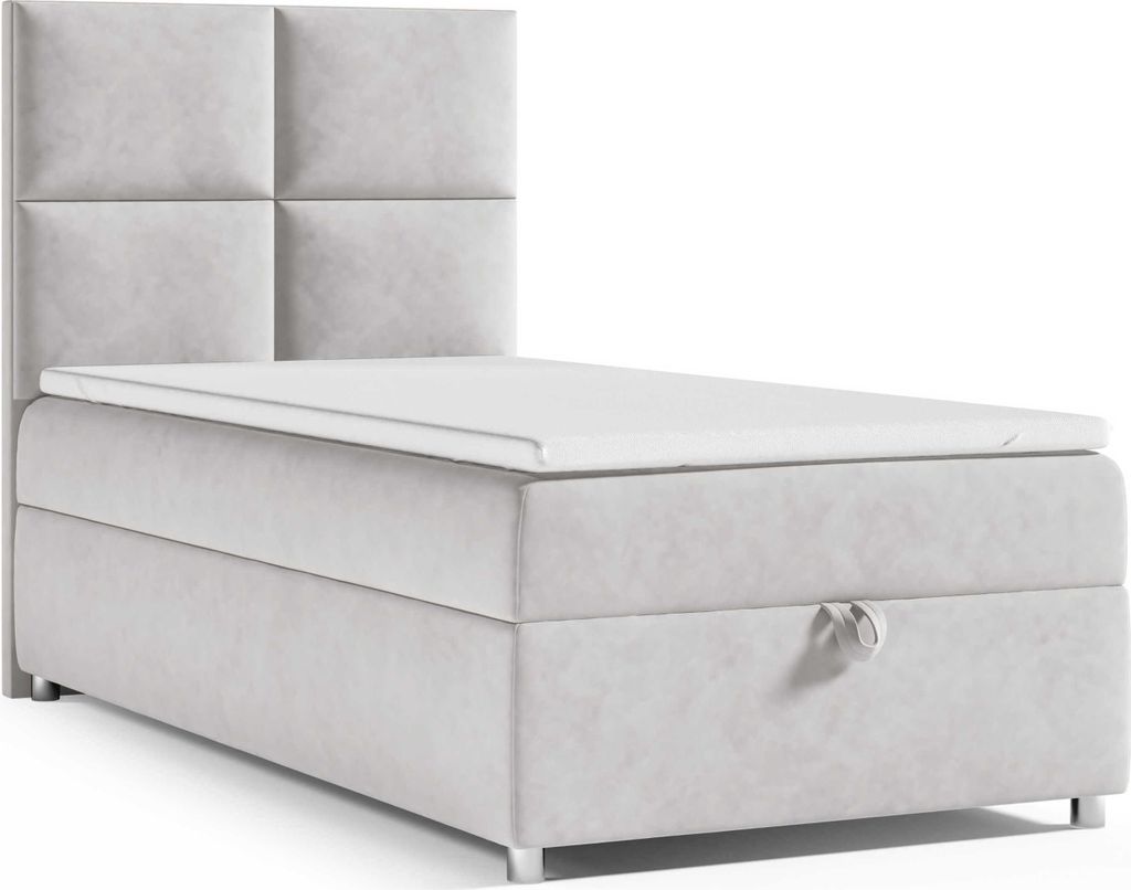 Best for Home Boxspringbett mit Bettkasten Trinity K2-SINGLE 90x200 Bonellfederkern inkl. Topper – Silber